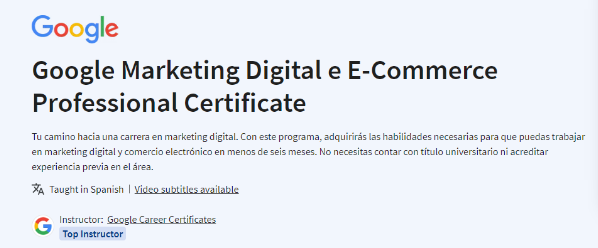 Google Marketing Digital e E-Commerce 