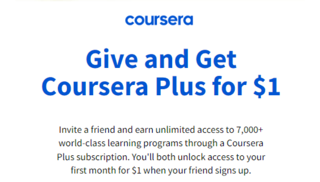 Coursera Plus $1 offer