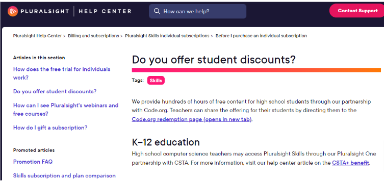 Pluralsight Student Discounts