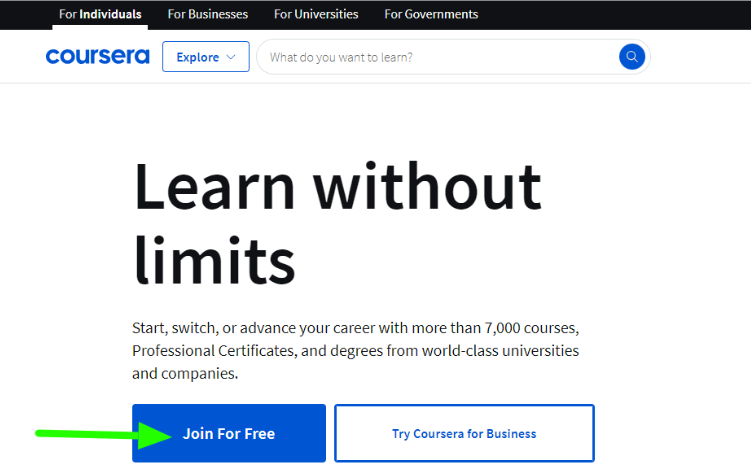 Visit Coursera & Click Join for Free