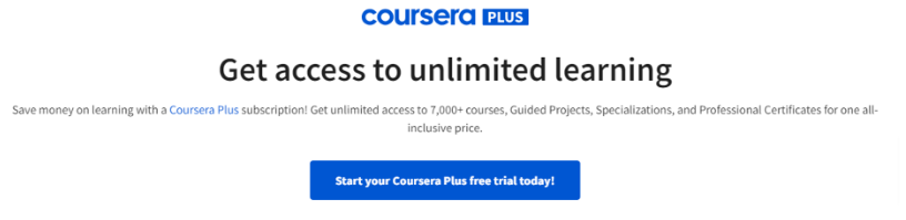 Coursera Plus Free Trial Page