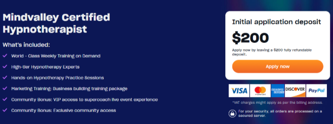 Mindvalley $200 deposit