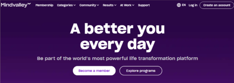 Mindvalley homepage