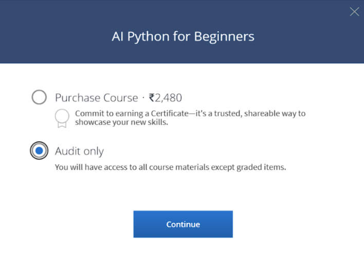 Select “Audit the Course”